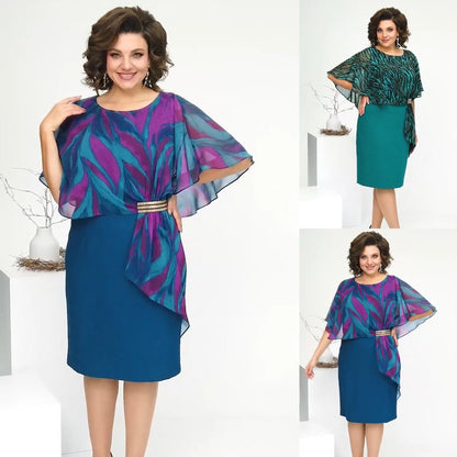 Jolanda - Chique knielange Chiffon Jurk
