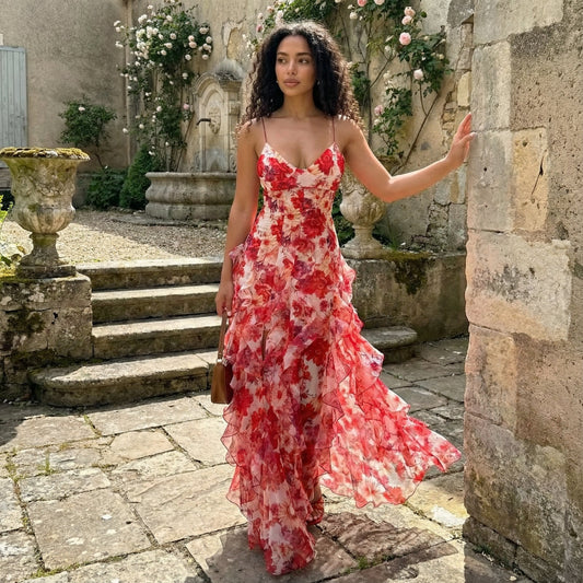 Cyranne - Maxi jurk met bloemenprint en volants