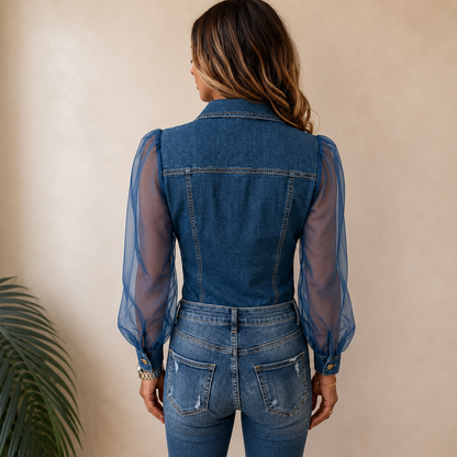 Carmen | Stijlvolle Denim-Look Blouse