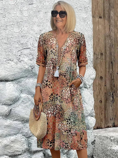 Dorina | V-hals jurk met print