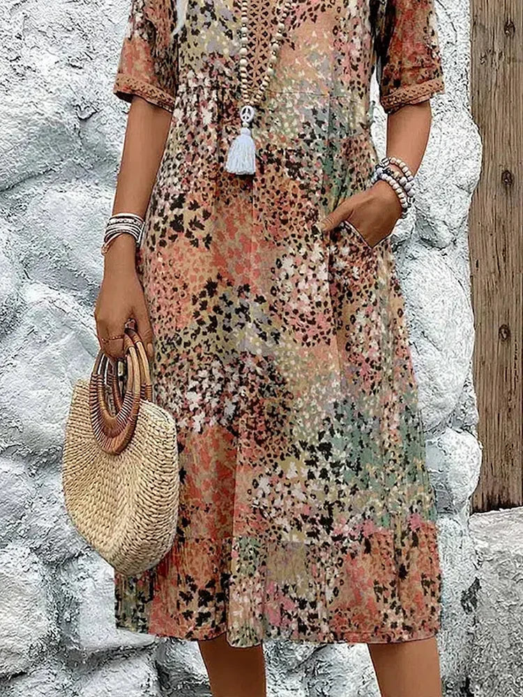 Dorina | V-hals jurk met print
