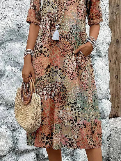 Dorina | V-hals jurk met print