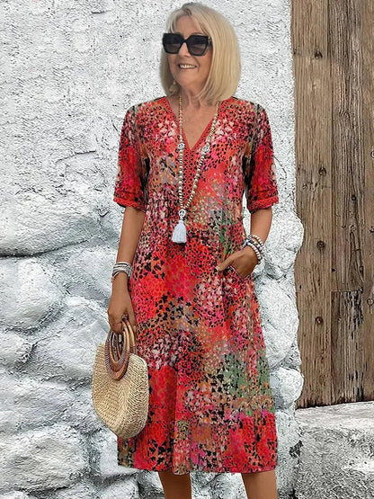 Dorina | V-hals jurk met print
