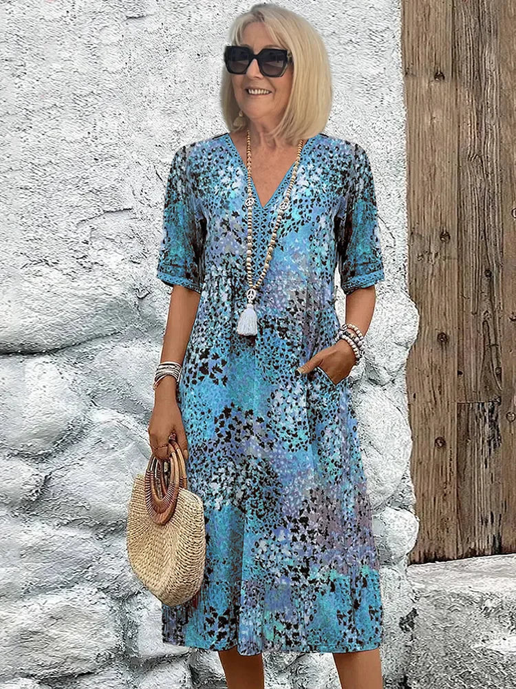Dorina | V-hals jurk met print