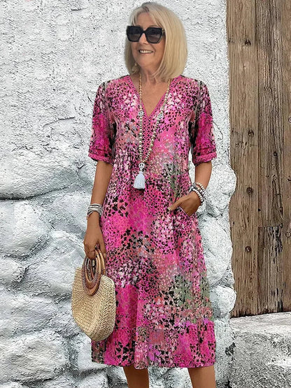 Dorina | V-hals jurk met print
