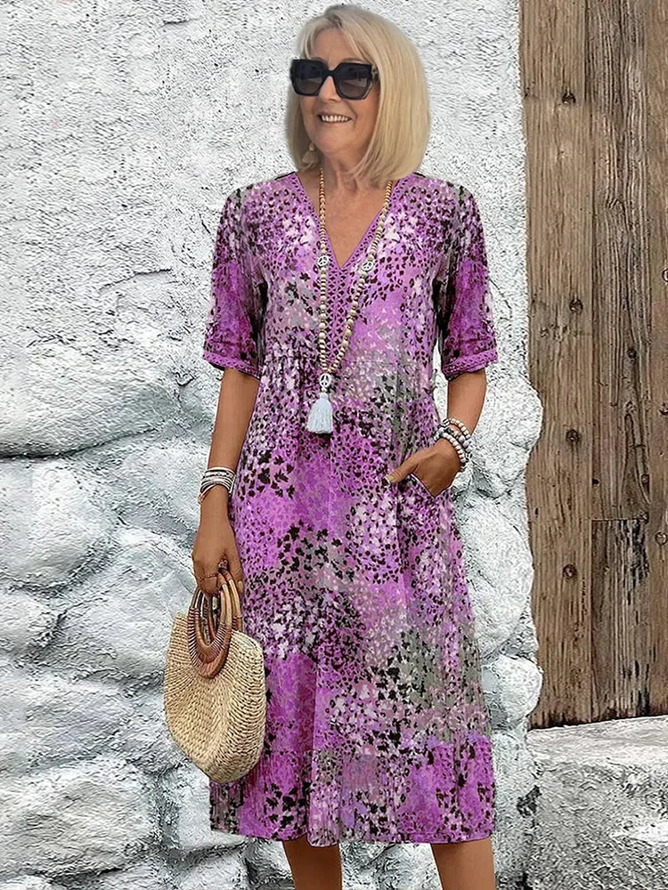 Dorina | V-hals jurk met print