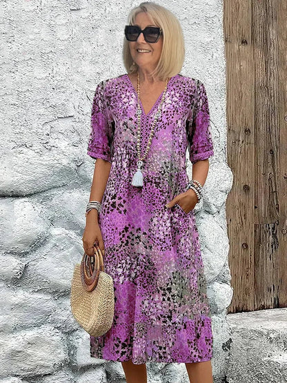 Dorina | V-hals jurk met print