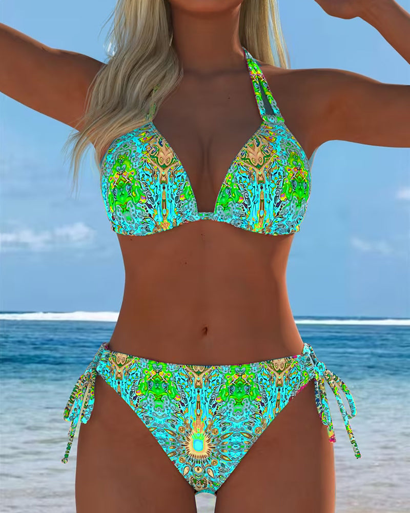 Bikini Kleurrijk Halter Druk