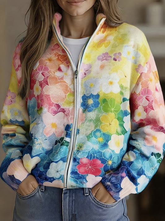 Augusta™ | Waterverf Bloemenpatroon Zip Vest