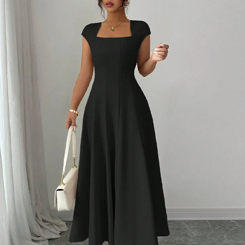 Margot | Elegante midi jurk vierkante hals