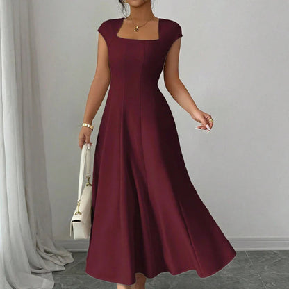 Margot | Elegante midi jurk vierkante hals