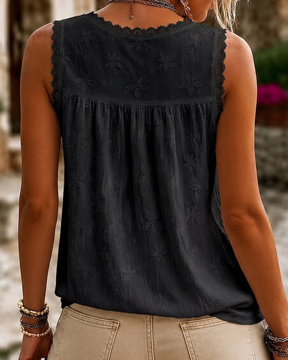 Marjet | Kanten Tanktop met V-hals