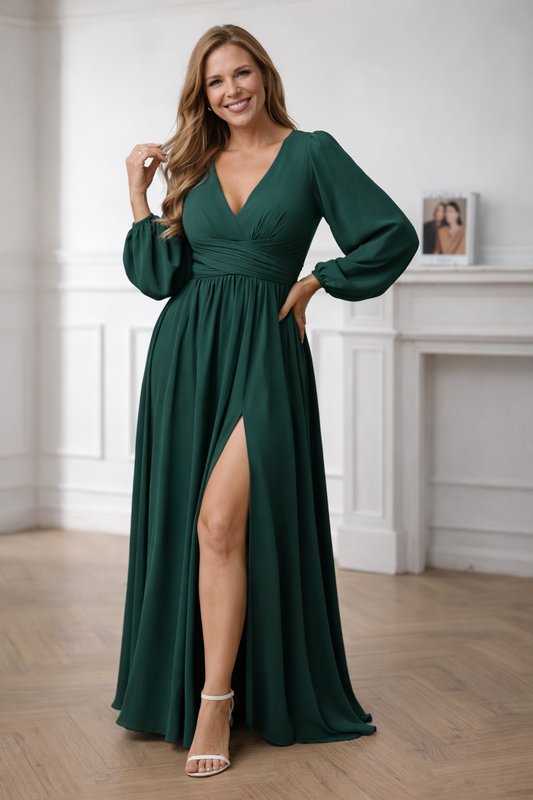 Sophia - Elegante maxi Jurk met V-hals en hoge split
