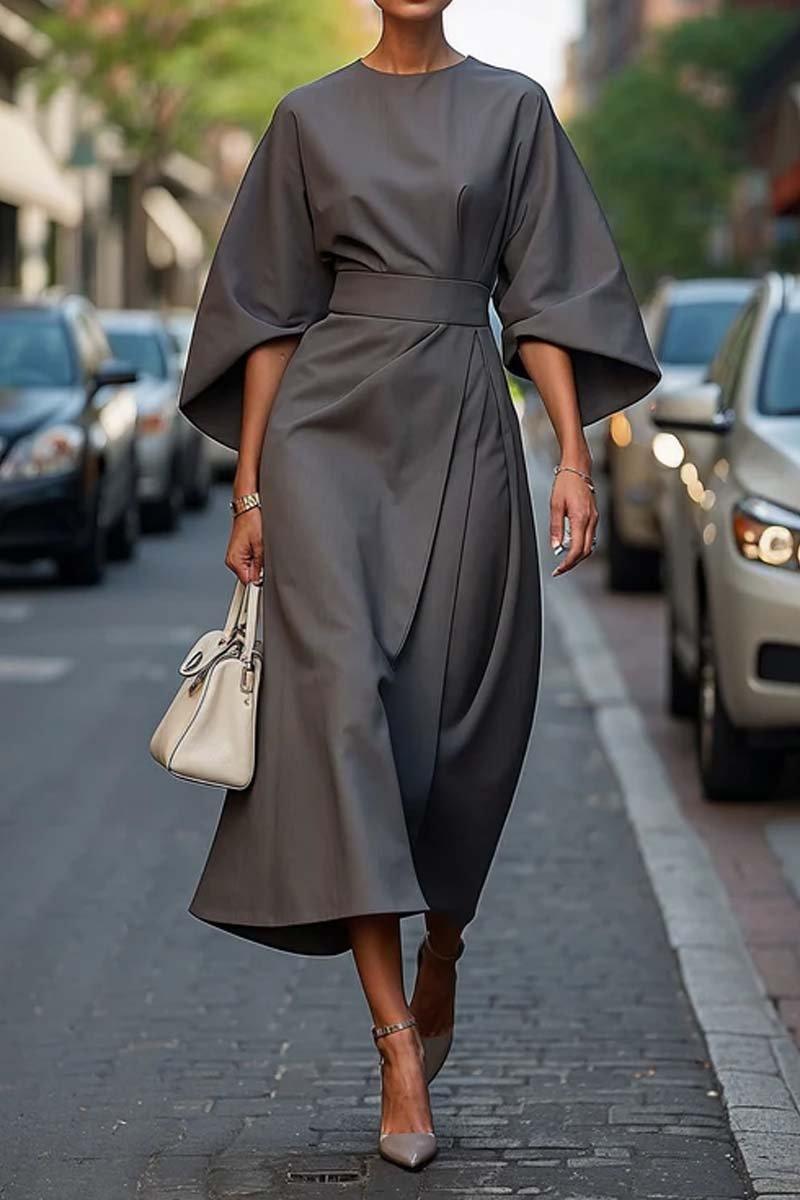Elegante Effen Kleur Taille Jurk