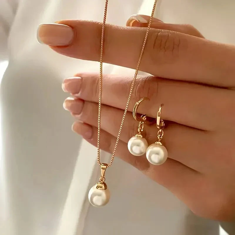 Elegante Gracevolle Parel Halsketting Set