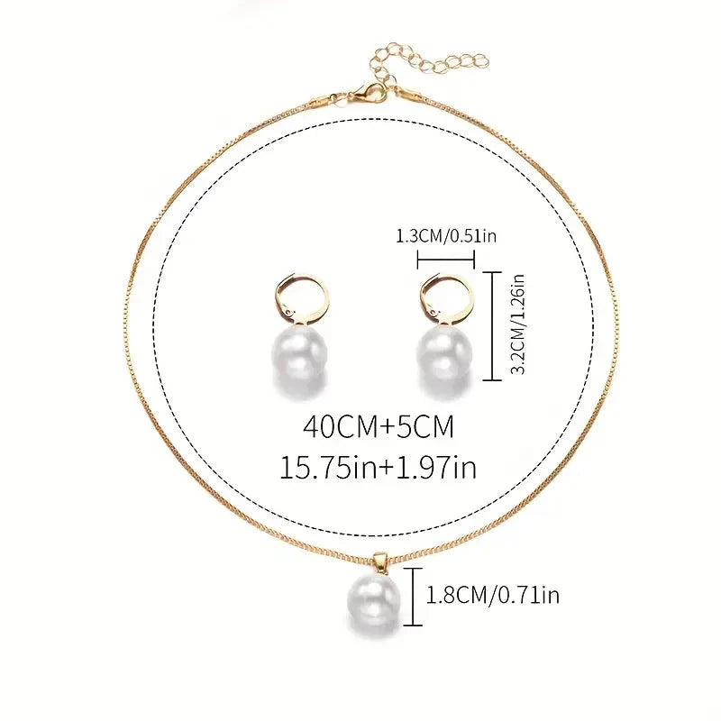 Elegante Gracevolle Parel Halsketting Set