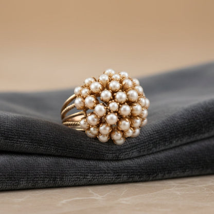 Elegante Ingelegde Parelen Gouden Ring