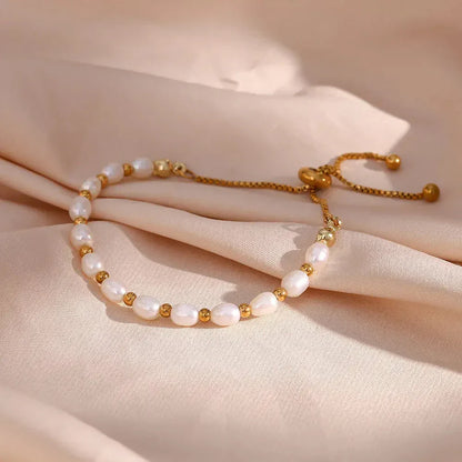 Elegante Parel en Gouden Armband