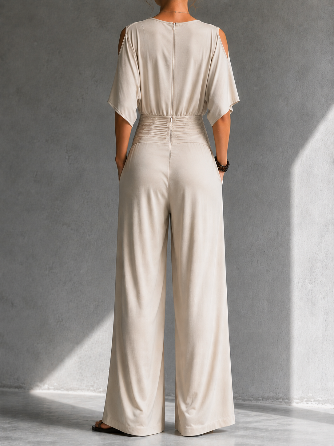 Demi | Jumpsuit met beige overslag