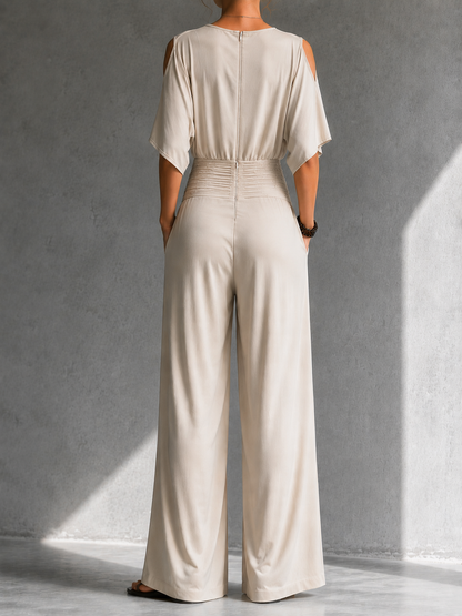 Demi | Jumpsuit met beige overslag