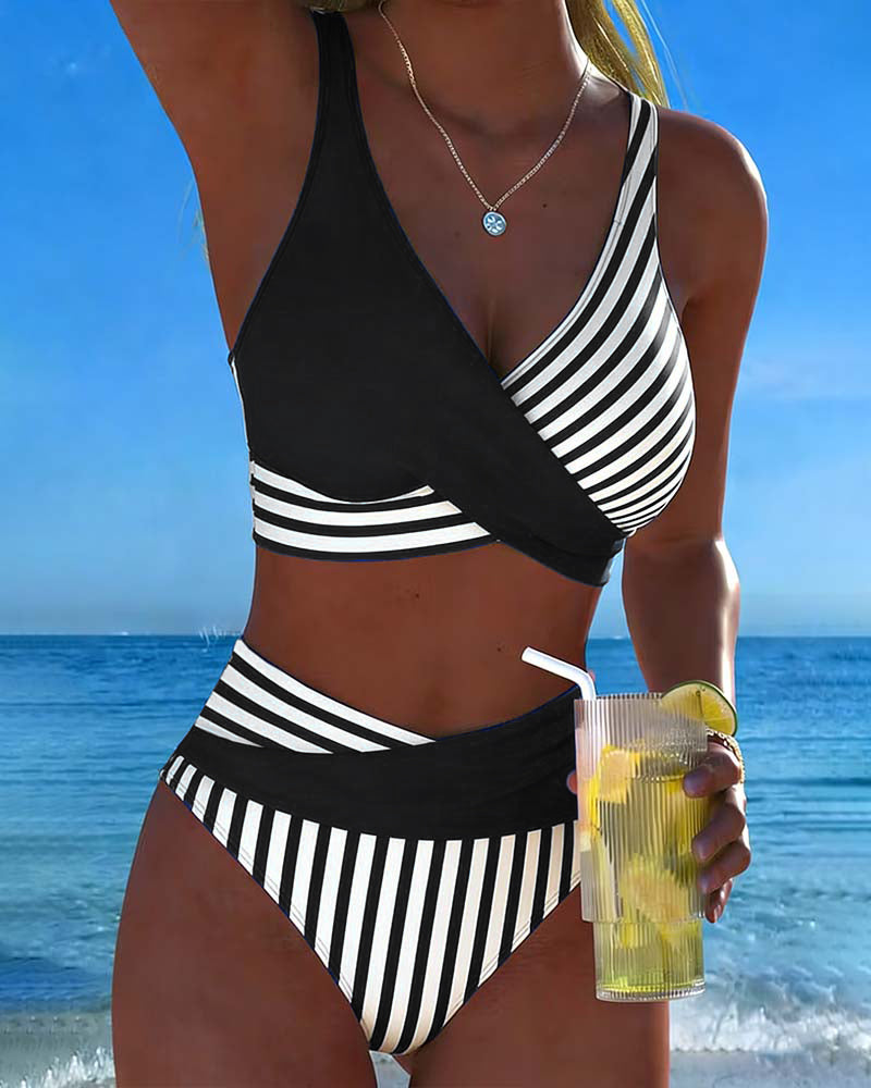 Bikini Kruzende Strepen Gedrukt