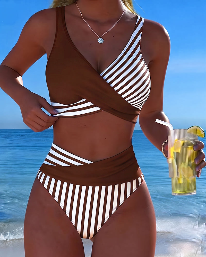 Bikini Kruzende Strepen Gedrukt