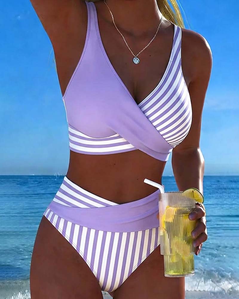 Bikini Kruzende Strepen Gedrukt