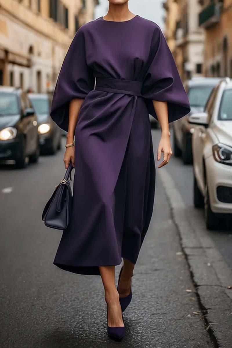 Elegante Effen Kleur Taille Jurk