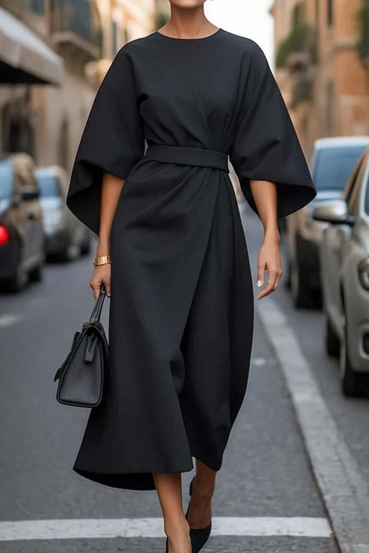 Elegante Effen Kleur Taille Jurk