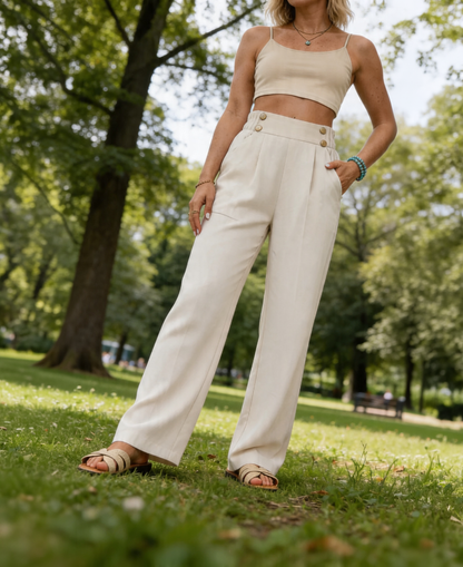 Anita - Fijne rechte Casual broek met mooie details