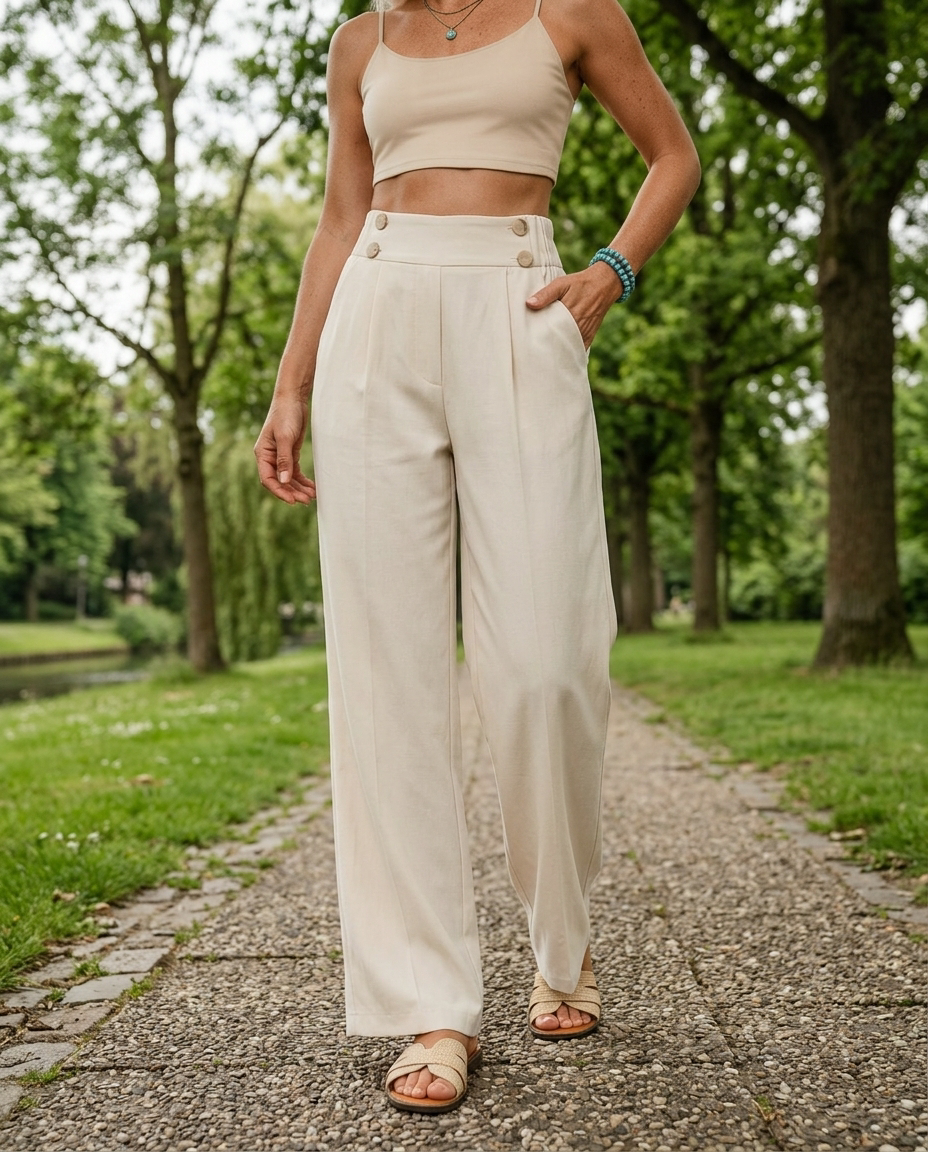 Anita - Fijne rechte Casual broek met mooie details