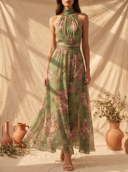 Livia | Maxidress Halter Bloemig Elegant