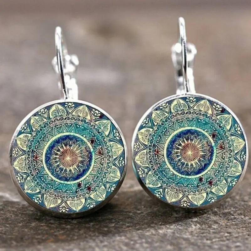 Vintage Mandala ronde oorbellen