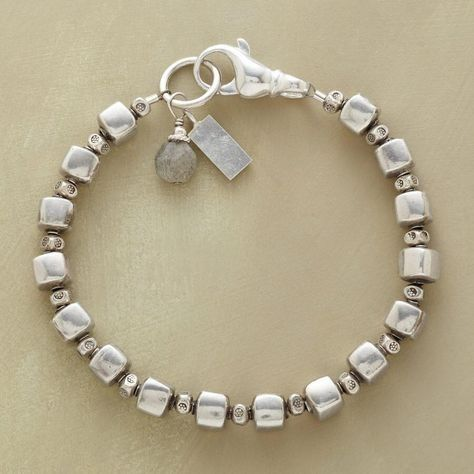 Vintage Armband van Cubische Parels in Zilver