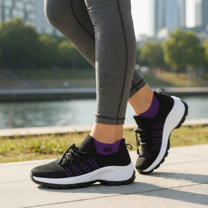 Ambulo Orthopedische Schoenen Gebreide Stof - Paars Zwart