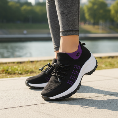 Ambulo Orthopedische Schoenen Gebreide Stof - Paars Zwart