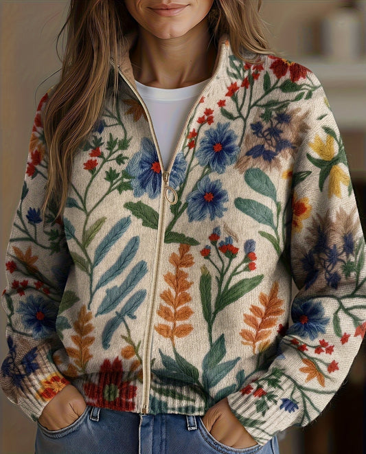 Tabitha™ | Botanische Tuin Bloemige Zip Cardigan