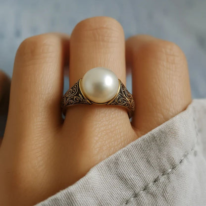 Tijdloze Vintage Parel Gouden Ring