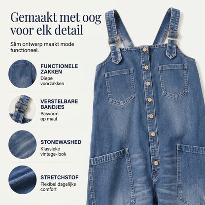 Nathalie - Jumpsuit met open schouders, wijde pijpen en zakken