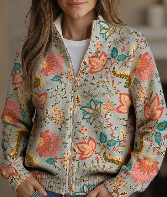 Xanthe™ | Vintage Bloemen Tuinprint Zip Vest