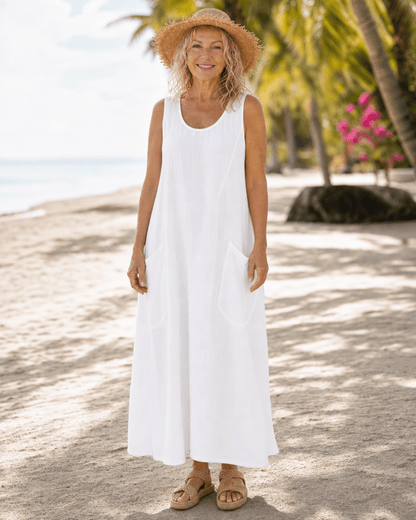 Zemrina | Mouwloze Midi-jurk met Zakdetails